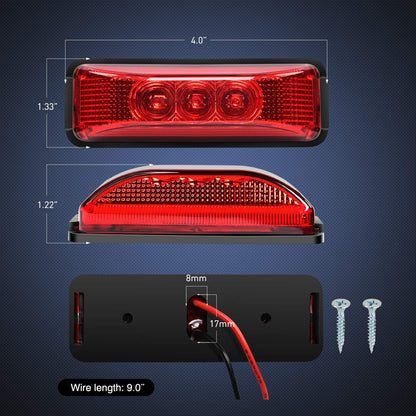 Nilight 10PCS 3 Led Trailer Light 3.9 Inch Front Rear Side Marker Clearance Indicator Lamps Waterproof Sealed Surface Mounted for 12V RV Truck Trailer Camper