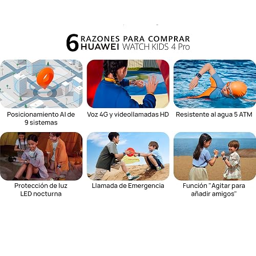 HUAWEI Watch Kids 4 Pro (GPS) (Garantía en México) - Smartwatch, Reloj Inteligente, Pantalla AMOLED 1.41'', 8GB ROM, Cámara Frontal 5MP, Touch Screen, Bluetooth, Compatible con Android & iOS, Azul