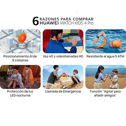 HUAWEI Watch Kids 4 Pro (GPS) (Garantía en México) - Smartwatch, Reloj Inteligente, Pantalla AMOLED 1.41'', 8GB ROM, Cámara Frontal 5MP, Touch Screen, Bluetooth, Compatible con Android & iOS, Azul