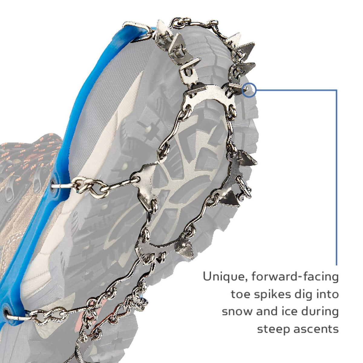 Yaktrax Ascent Heavy Duty Traction Cleats with 16 Stainless-Steel Spikes (1 Pair)