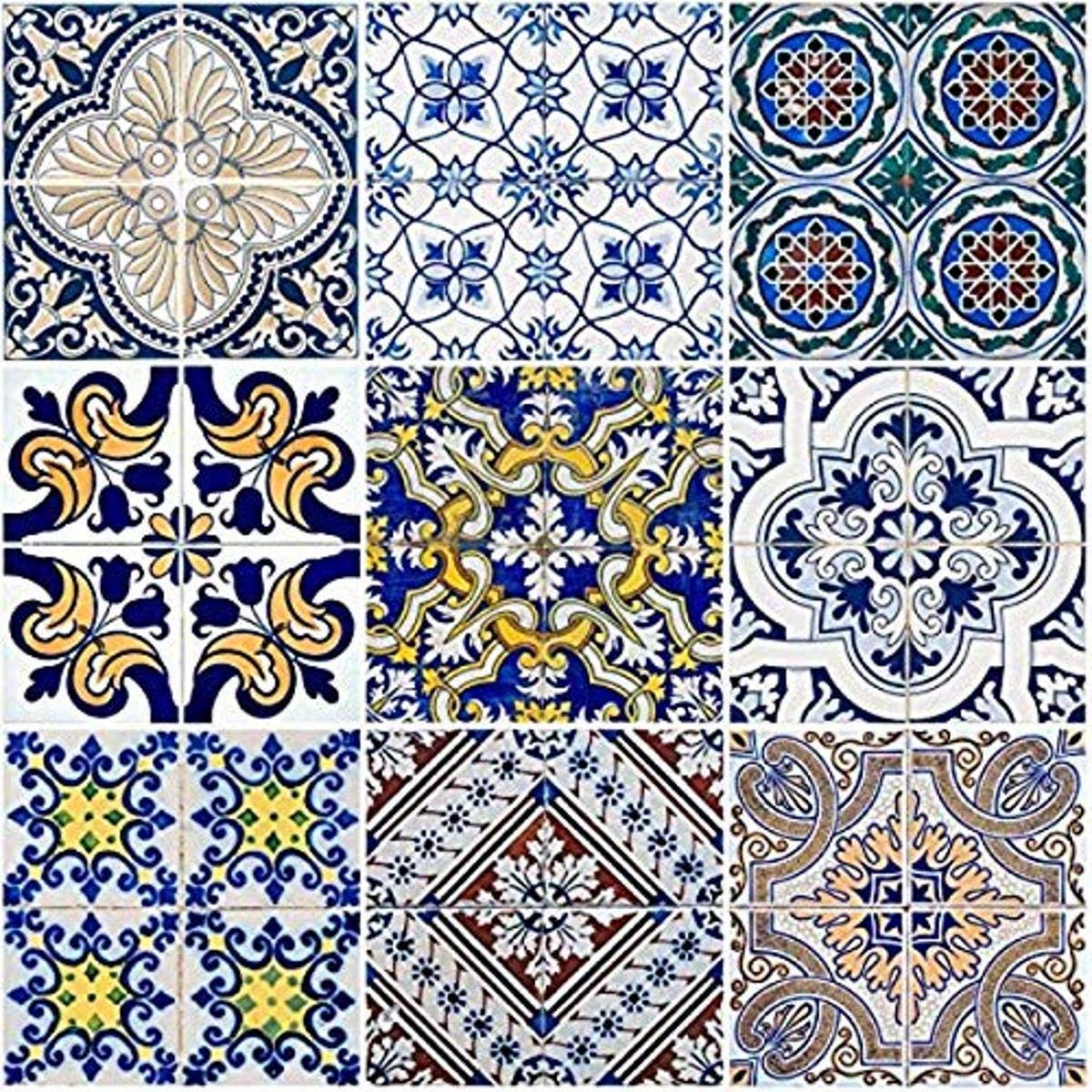 Odhams Press - Colección de mosaico marroquí con fondo blanco, 15,24 cm
