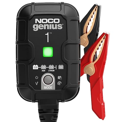 NOCO GENIUS1: Cargador de batería Inteligente 6V/12V 1A – Mantenedor automático, Cargador Lento y desulfatador con protección contra sobrecarga y compensación térmica – para baterías Plomo y Litio