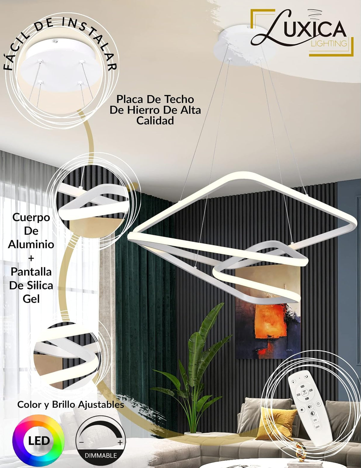 LÁMPARA TIPO CANDIL COLGANTE - LUXICA LIGHTING - Lampara Elegante y Moderna con Luz colgante LED - Lámparas innovadoras …