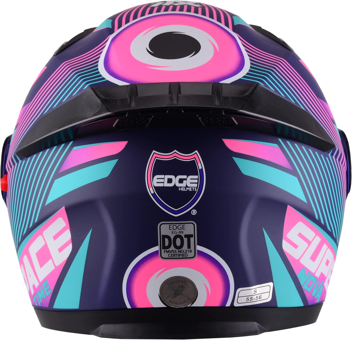 Casco ABATIBLE - Edge - Modelo: Pilot - Visor Doble ANTIVAHO Certificado Dot Moto - Cascos Motocross Pegatina Pegatinas Protector Mujer Hombre (Supernova Rosa, S)