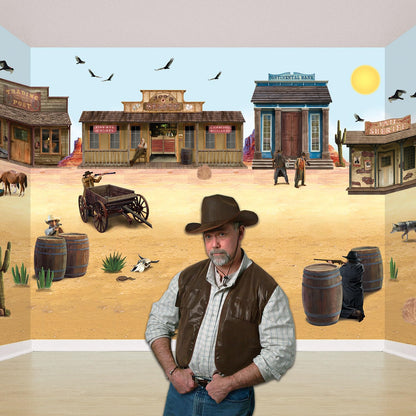 Beistle - Telones de fondo de pared de arena del desierto, 4 x 30 pies, paquete de 2 – decoración occidental, telón de fondo de fotos, revestimiento de pared fácil de adherir, decoraciones de fiesta occidental, decoraciones de fiesta de vaquero