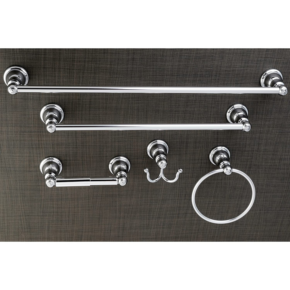 Kingston Brass Sante Fe - Toallero para toalla, soporte para papel higiénico, gancho para bata, 45,7 cm, cromo pulido