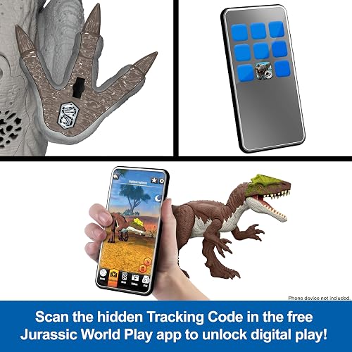 Jurassic World Rugido Salvaje Ceratosaurus, Dinosaurio de Juguete con Luces, Sonidos y Movimiento de Mordida Vertical, para Niños de 4 Años en Adelante
