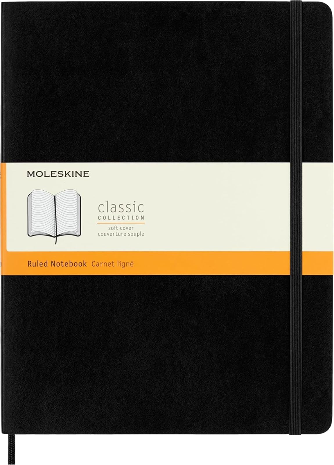 Moleskine Cuaderno Clásico Cubierta Suave XL, 7.5 x 9.5 Pulgadas - Rayas - Negro