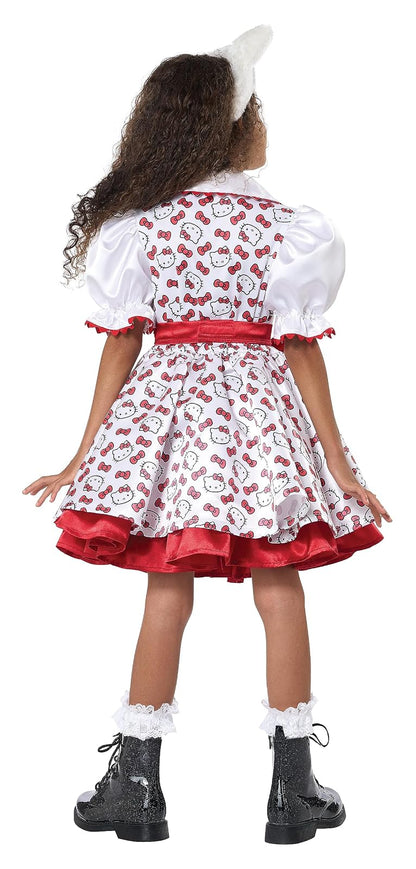 California Costumes Hello Kitty - Vestido de fiesta clásico, niño, mediano, blanco/rojo