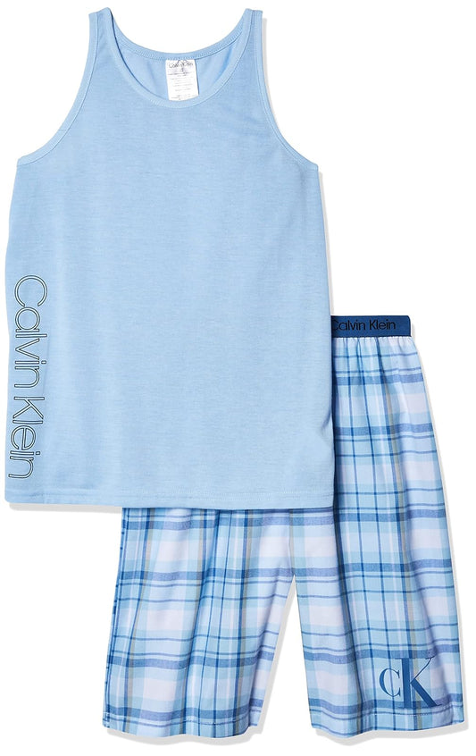 Calvin Klein pijama de 2 piezas para niño - Blue Bell, Ck River Plaid - XL