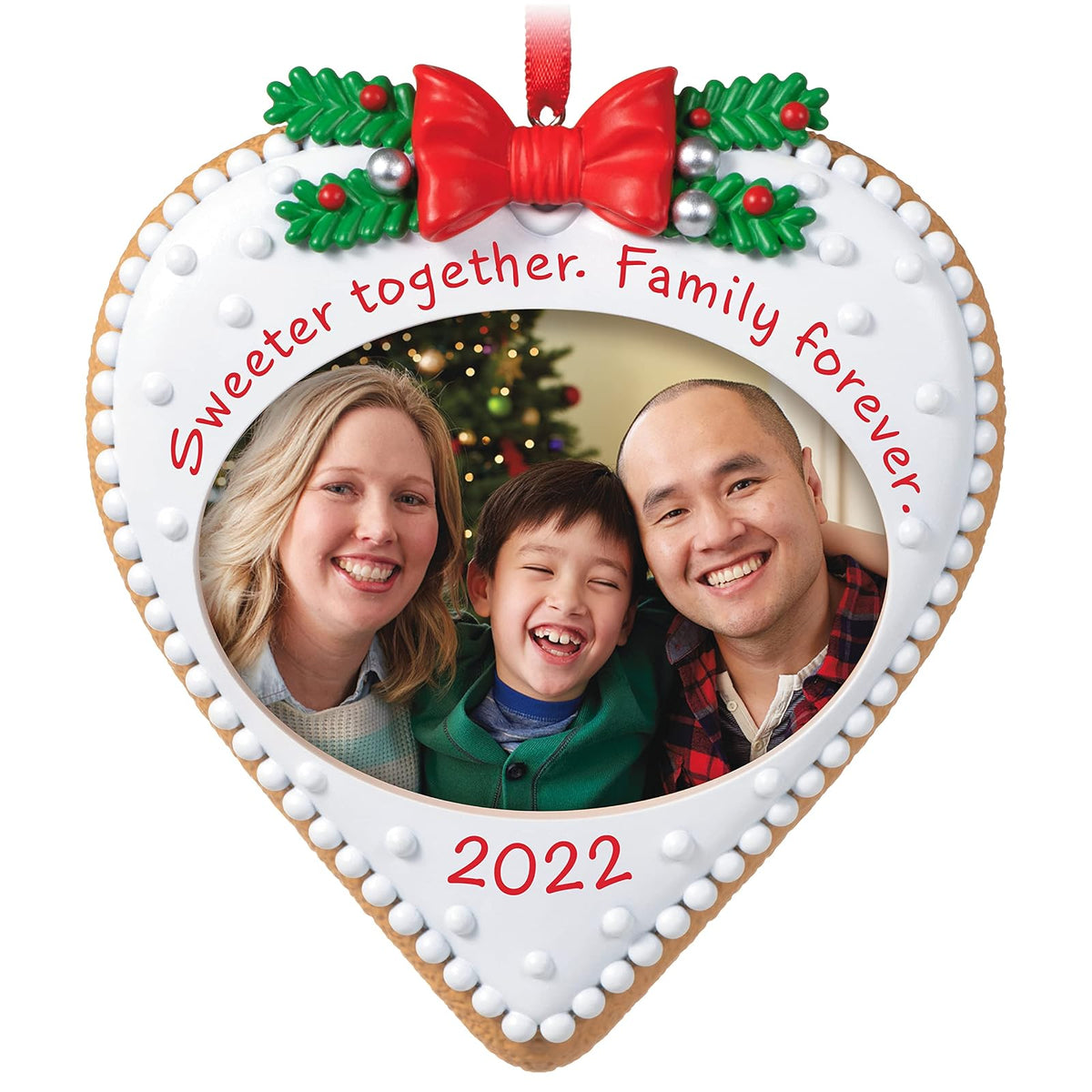 Hallmark Keepsake Adorno de Navidad 2022 con Fecha de año, Marco de Fotos para Galletas Family Forever