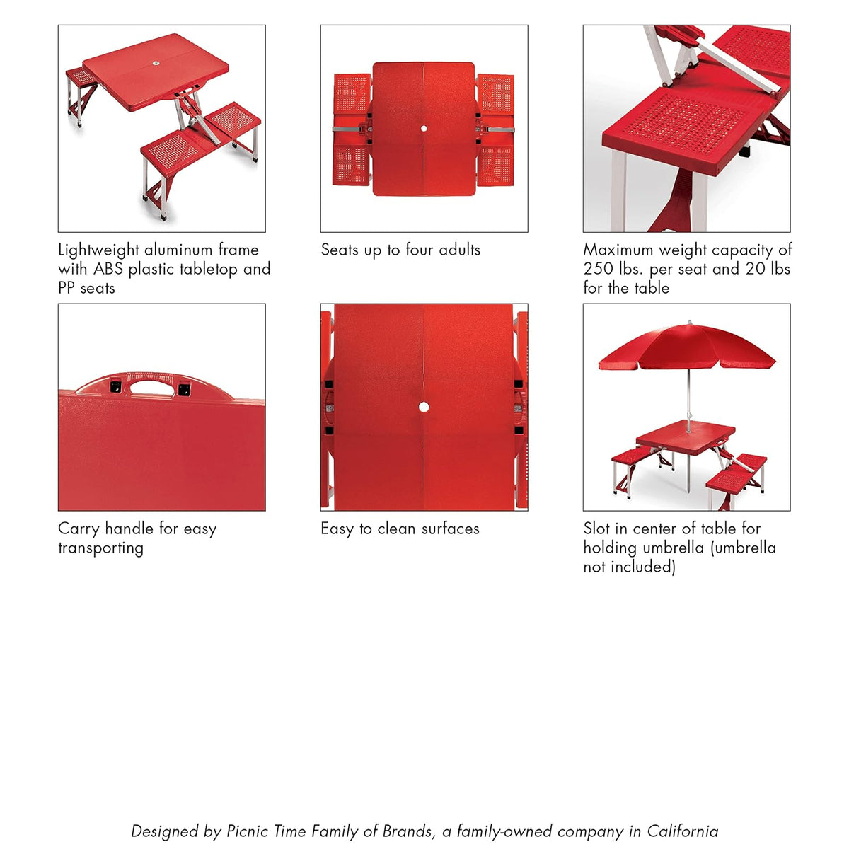 Picnic Time 811-00-175-000-0 Mesa Plegable, Color Negro