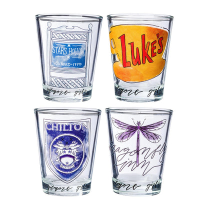 Silver Buffalo TMNT Juego de 4 Mini Vasos de Vidrio 1.5 oz - Ubicaciones icónicas de Gilmore Girls