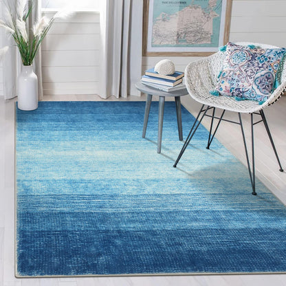 Wonnitar Tapete Lavable Degradado, Moderno - 5' x 3' (Rectangular) - Azul