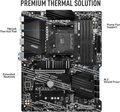 MSI B550-A Pro V1 ProSeries Motherboard (AMD Ryzen 5000, AM4, DDR4, PCIe 4.0, SATA 6Gb/s, M.2, USB 3.2 Gen 2, HDMI/DP, ATX)