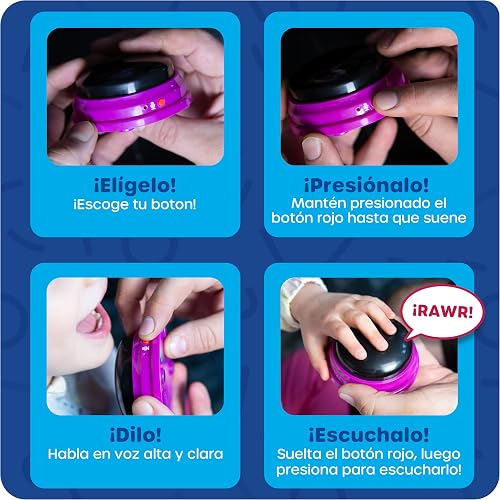 Learning Resources Recordable Answer Buzzers Set de 4 | Materiales para Maestros y Clases, Botón de Efectos de Sonido, Juegos de Trivia, Herramientas de Participación