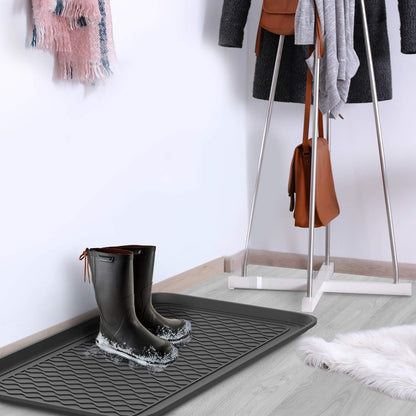 Stalwart - Bandeja para Botas para Todo Tipo de climas, Juego de 2 Alfombrillas Grandes de plástico Resistente al Agua, para Uso en Interiores y Exteriores en Todas Las Estaciones (Negro)