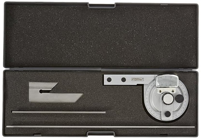 Fowler 52-440-612 transportador biselado de acero inoxidable con lente de lupa, acabado chapado en cromo satinado, cuchillas de 6 a 12 pulgadas, lectura de dial 5 minutos