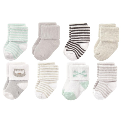 Luvable Friends Paquete de 8 Calcetines de Rizo para Bebé, Unisex - 0-6 Meses - Búho