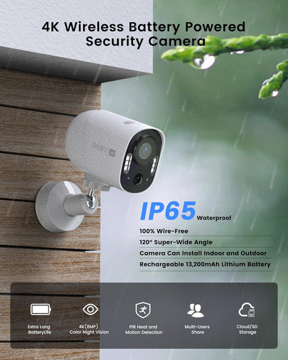 Swann Xtreem - Cámara de Seguridad inalámbrica 4K, cámara inalámbrica con Micro SD de 32 GB y Almacenamiento en la Nube, vigilancia Interior y Exterior, Ideal para Monitor de bebé y hogar,