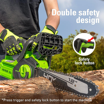 Greenworks Motosierra de 40 V, 12 pulgadas, batería USB de 2.0 Ah y cargador