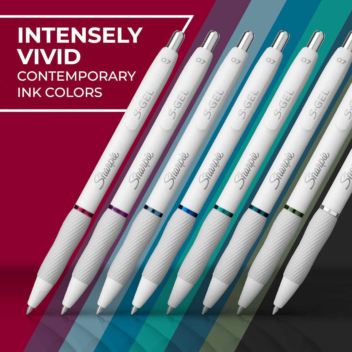 Sharpie - Bolígrafos de gel en forma de barril, cuerpo blanco perlado, punta media (0.7 mm), colores de tinta atrevidos, 12 unidades