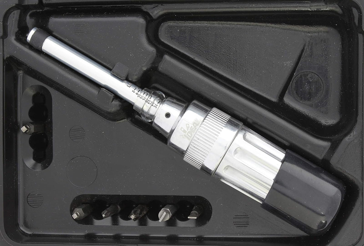 Ideal Electrical 35-936 Kit de destornilladores de torsión [7 piezas] – 0 a 36 libras. Destornillador de torsión ajustable con puntas Phillips, planas y cuadradas. Juego de brocas de destornillador