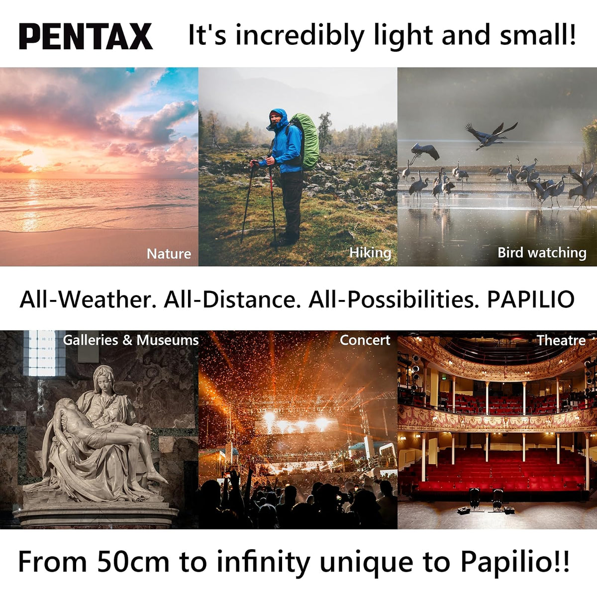 PENTAX Papilio III 8,5 x 21 WR Negro, 50 cm de Primer Plano a Infinity Focus, Cuerpo Resistente a la Intemperie, Nuevo Revestimiento HD, Adecuado para observar Objetos pequeños, para Viajes