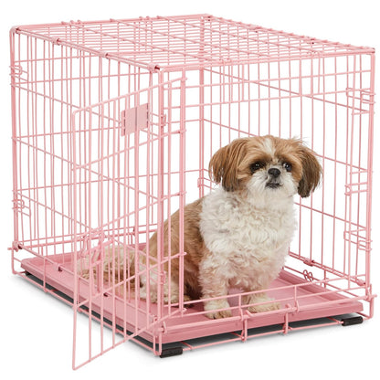 MidWest Homes for Pets Jaula iCrate Plegable para Perro con Panel Divisor - 24-Inch w - Divider - Puerta individual, rosa