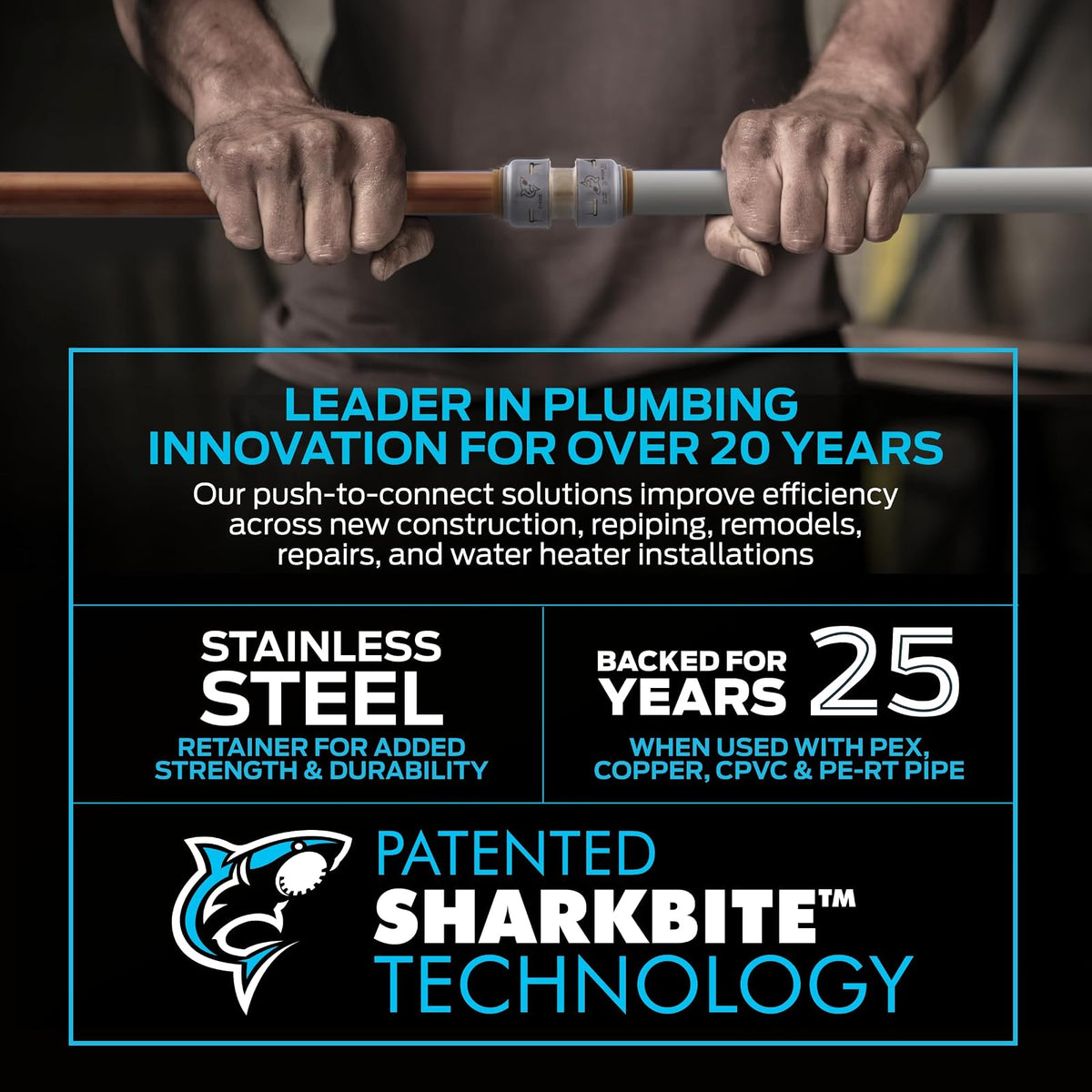 SharkBite Max - Válvula de bola de 3/4 pulgadas x 3/4 pulgadas FIP x 18 pulgadas de acero inoxidable trenzado conector de calentador de agua flexible, empuje para conectar accesorios de fontanería de