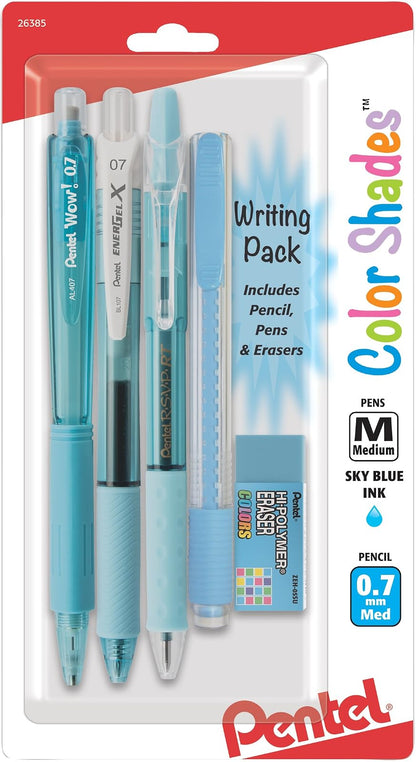 Pentel Color Shades - Paquete de escritura (), negro, Azul (Sky Blue)