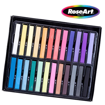 RoseArt Premium - Juego de palos pastel de 24 quilates largos y suaves para profesionales, ricos en pigmentos, colores vivos