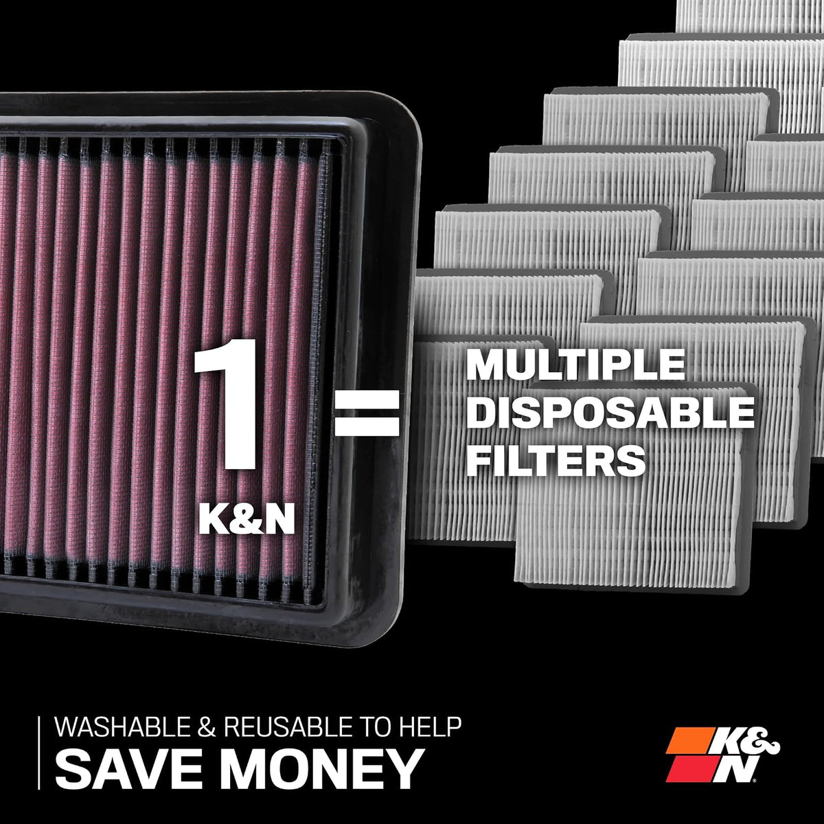 K&N Filtro de Aire para Motor Lavable Compatible con Chevrolet Onix y Tracker 2020-2022, 33-3170