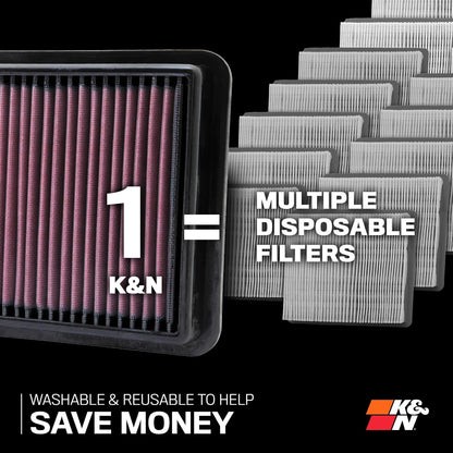 K&N Filtro de Aire para Motor Lavable Compatible con Chevrolet Onix y Tracker 2020-2022, 33-3170