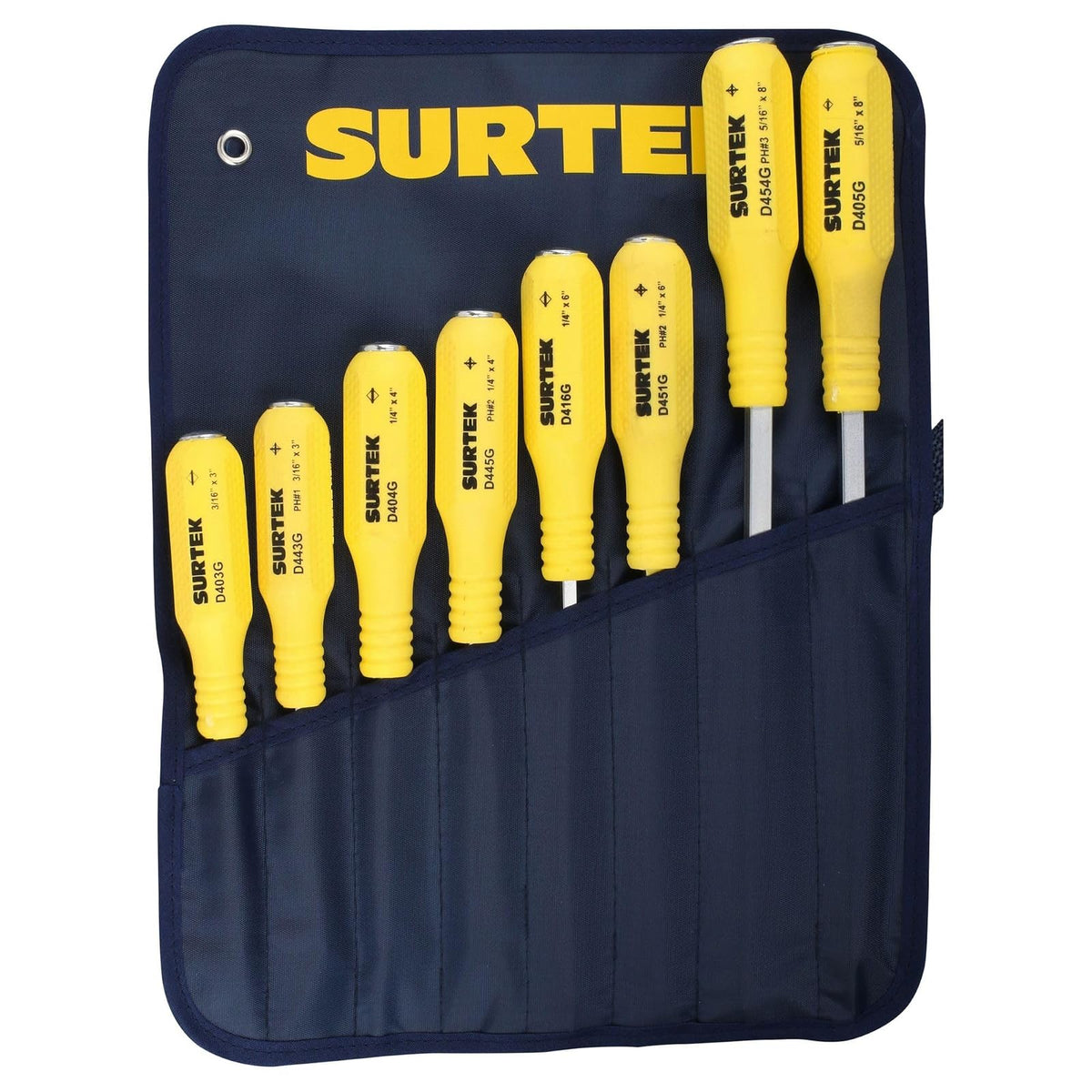 Surtek D400G Juego de 8 Piezas Destornilladores de Golpe, color amarillo