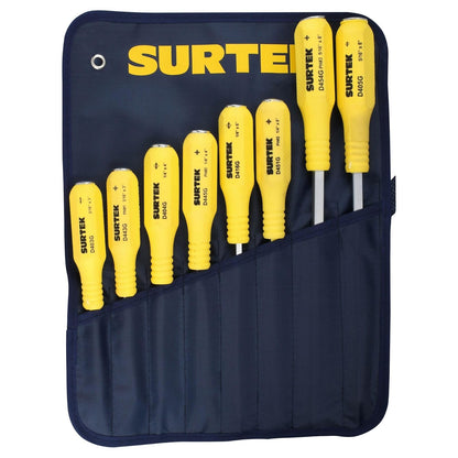 Surtek D400G Juego de 8 Piezas Destornilladores de Golpe, color amarillo