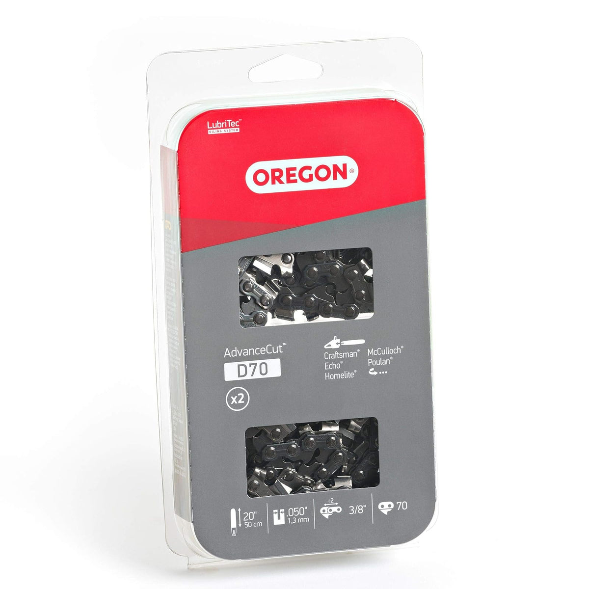 Oregon D70T AdvanceCut Cadena de motosierra para barra de 20 pulgadas; se adapta a Echo CS600P, CS-680, CS-550EVL, Poulan 3400, Homelite XL 12 y Super XLAO y más; 70 eslabones de accionamiento