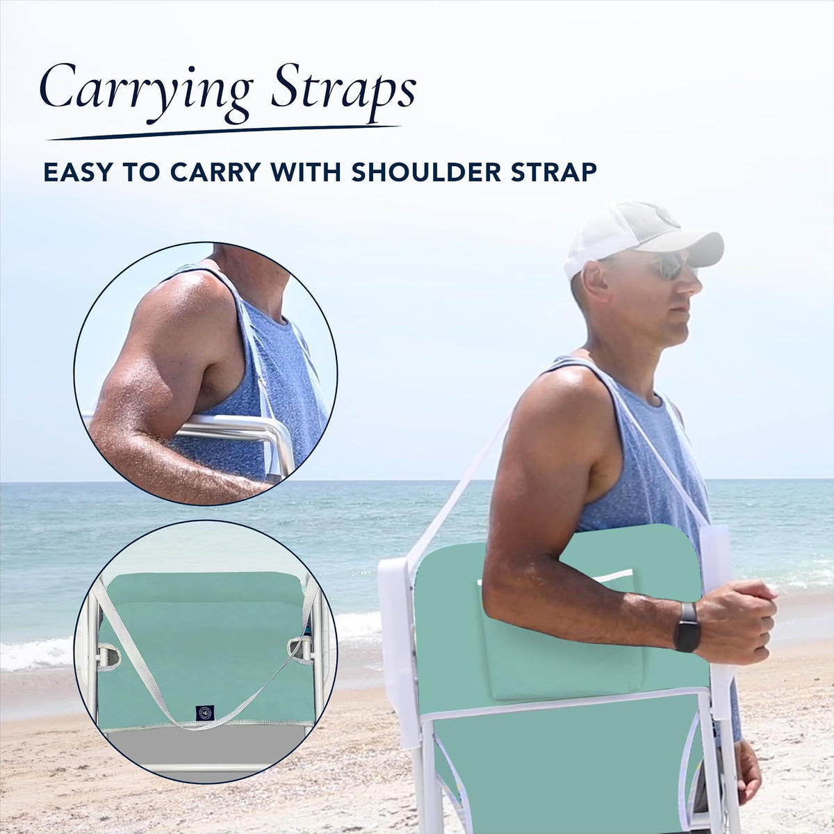 Caribbean Joe - Silla de Playa Plegable, 1 posición, Ligera y portátil, Plegable para Acampar al Aire última intervensión con Correa de Transporte