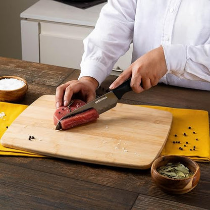 Vasconia | Tabla para Picar Esencial de Bambú Grande 27 x 35 cm | Tabla de cortar, Base para ollas calientes, Bambú natural, Protege filo de cuchillos, Resistente y duradera, Fácil limpieza