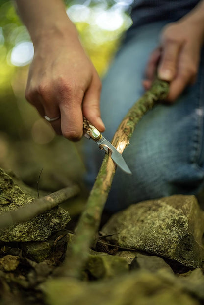 Uncle Henry Next Gen Staglon 807UHCP JR - Cuchillo Plegable de 3 Hojas de 4.8 Pulgadas con Punta de Clip de Acero Inoxidable, pie de Oveja, Cuchillas Spey-Point y Mango de Staglon para Caza, Camping