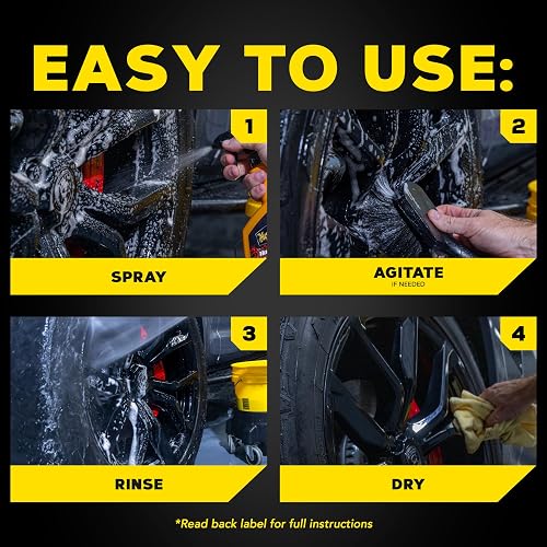 Meguiar's, Hot Rims Limpiador de Rines Negros, G230524, 709ml | Gel espumante profundo especialmente formulado para limpiar eficazmente las ruedas mate, , satinadas y cromadas