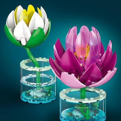 LEGO Nenúfares – Set de Construcción Infantil – Regalo Floral para Niñas y Niños – Decoración Floral – Incluye 2 Nenúfares y Jarrones Transparentes – 11511