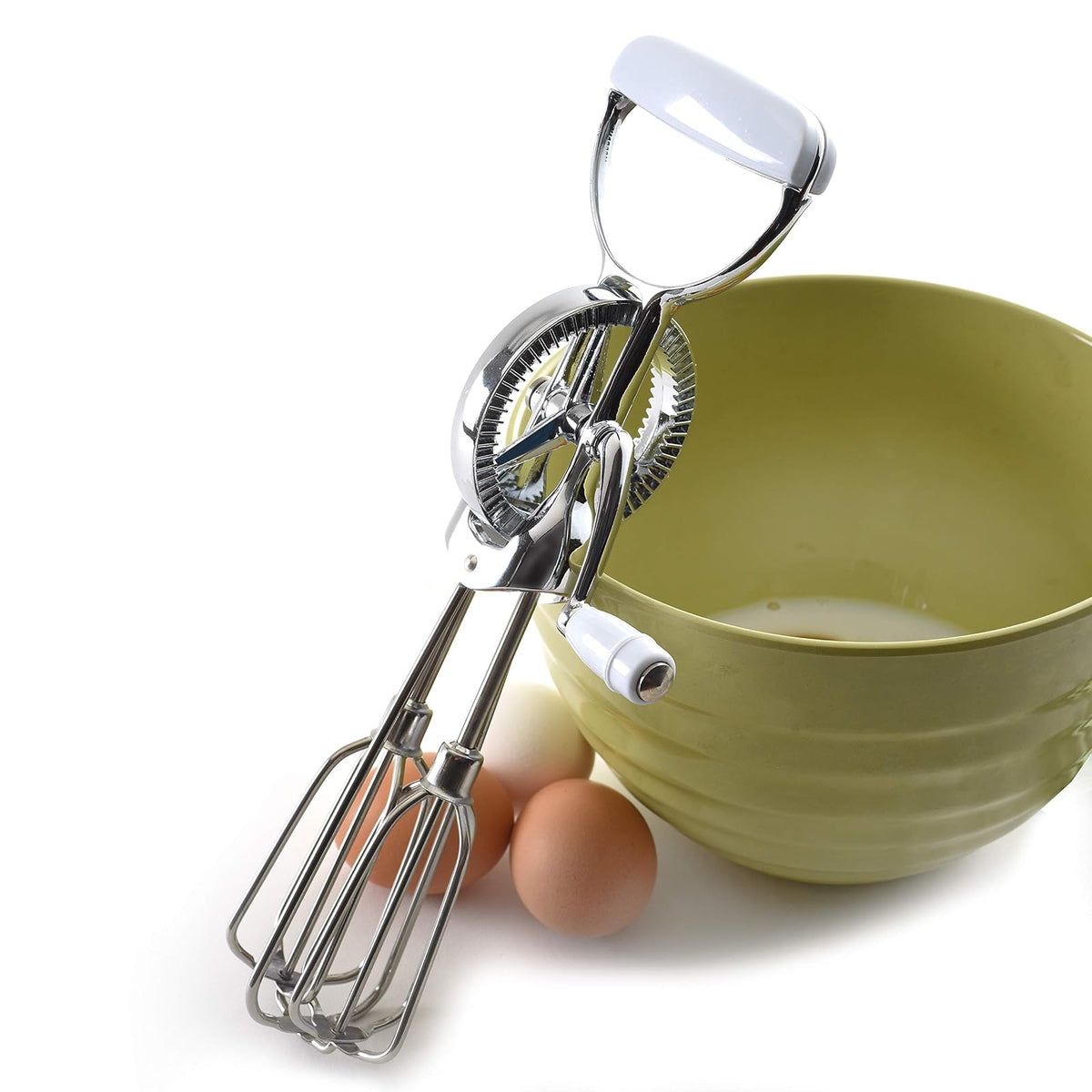 Norpro - Batidor de huevos clásico estilo manivela 18/10 mezclador de acero inoxidable de 12 pulgadas