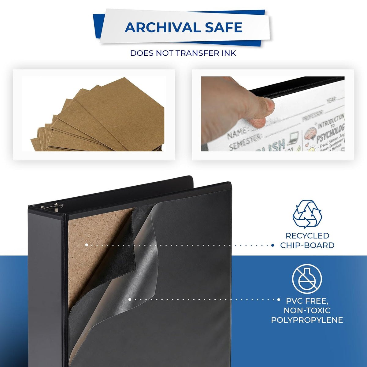 Samsill Carpeta de 3 anillas de 1.5 pulgadas, fabricada en Estados Unidos, anillo redondo económico, cubierta de visión transparente, capacidad de 325 hojas, para escuela, hogar, oficina, negro,