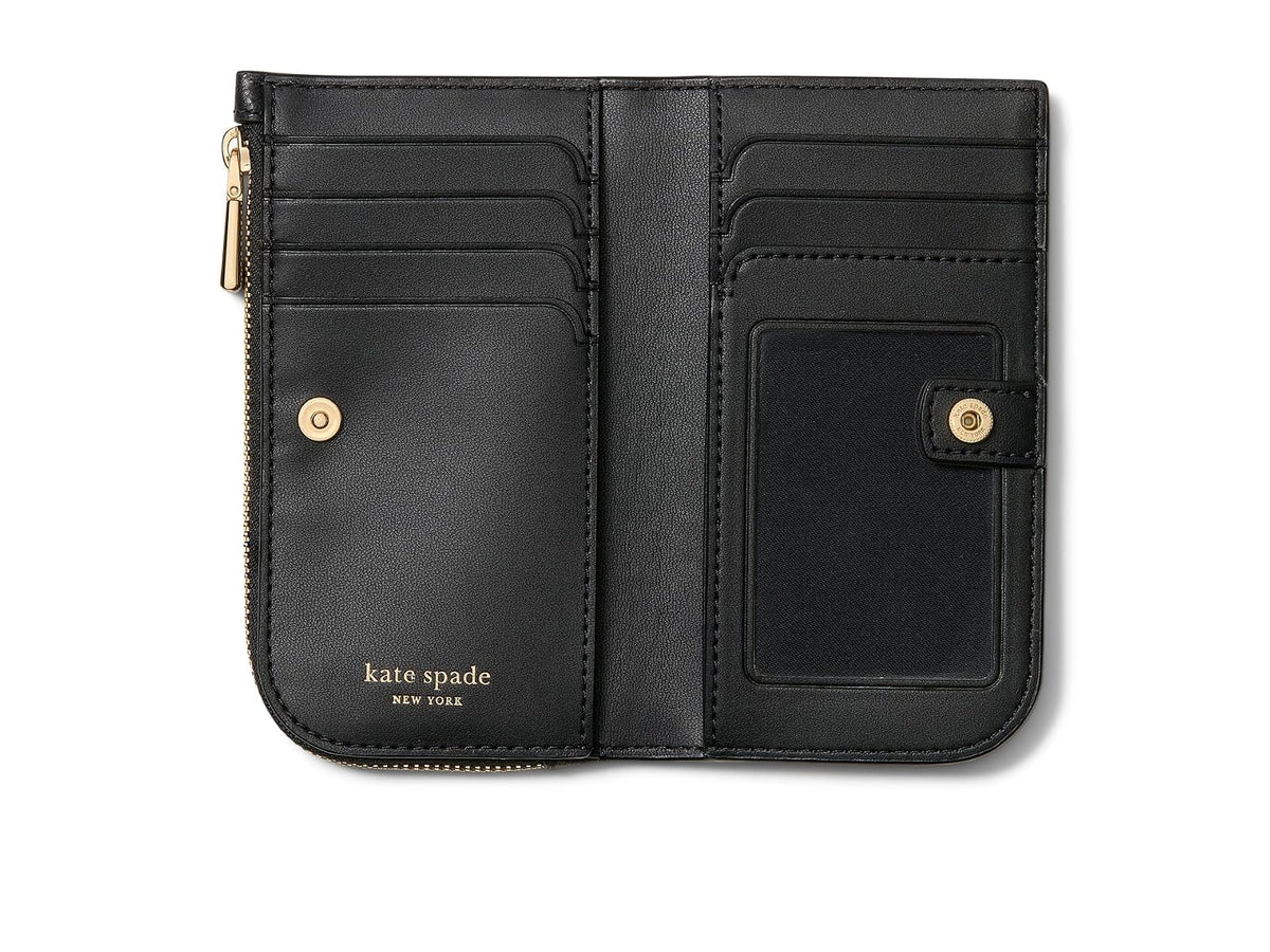 Kate Spade New York Devin - portafolios pequeña de piel de guijarros para mujer, Negro, Talla unica