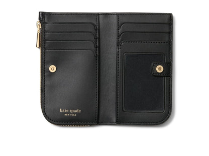 Kate Spade New York Devin - portafolios pequeña de piel de guijarros para mujer, Negro, Talla unica