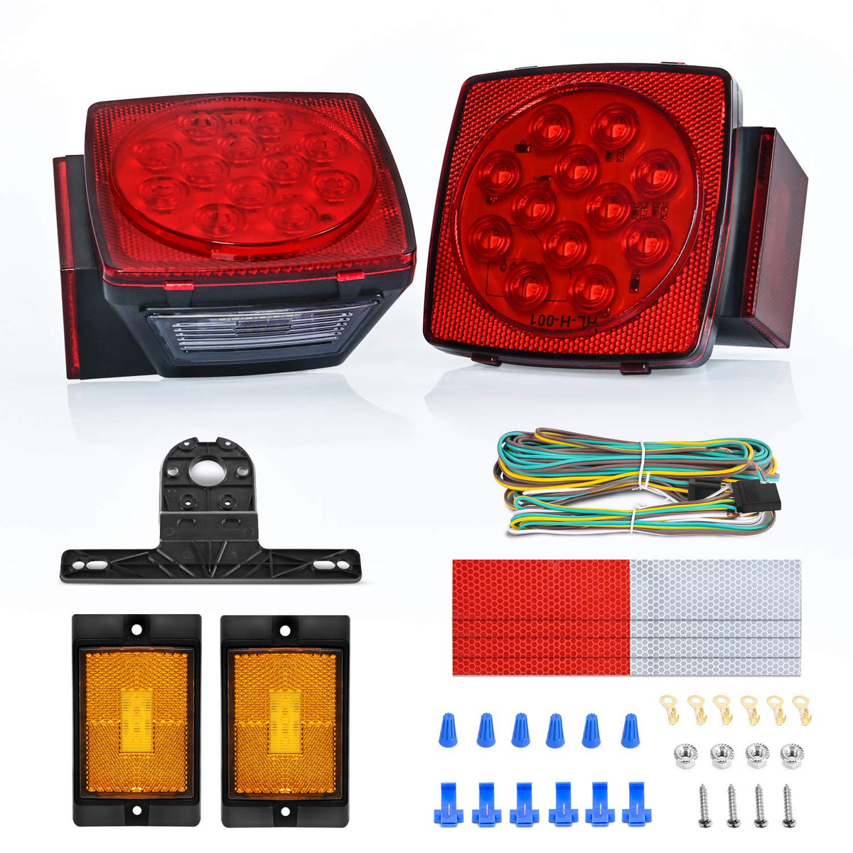 Nilight Luces LED Cuadradas para Remolque 12V IP68 Sumergibles con Funciones Combinadas