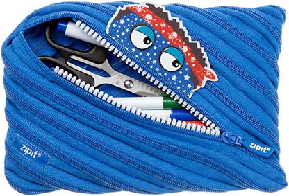 Zipit ZTMJ-AR-ACE 9" x 6" Talking Monstar Jumbo Pencil Case, Blue