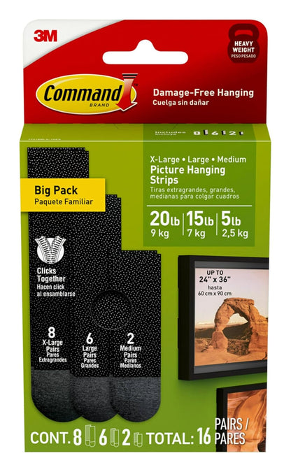Command Tiras Adhesivas para Colgar Cuadros, Paquete Variado - Negro -