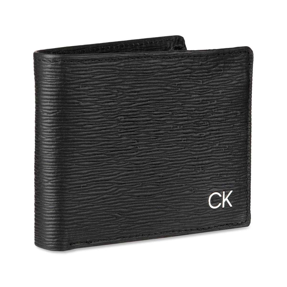 Calvin Klein portafolios plegable minimalista RFID de piel para hombre, Pliegue negro, Talla única